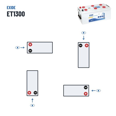 Batteria nautica Exide ET1300 12V 180Ah 900A – polarità (schema 3)