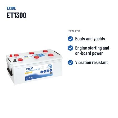 Batteria nautica Exide ET1300 12V 180Ah 900A – usi consigliati