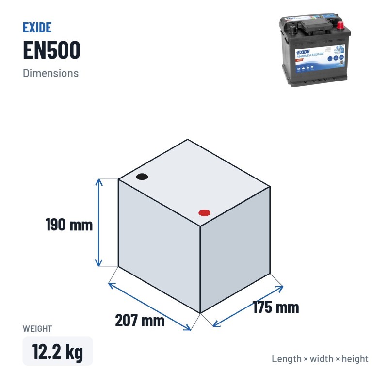 Batteria nautica Exide EN500 12V 50Ah 450A | baterias.com