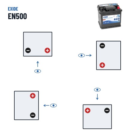 Batería náutica Exide EN500 12V 50Ah 450A | baterias.com