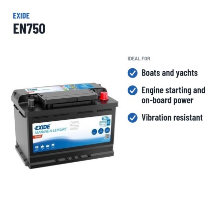 Batteria nautica Exide EN750 12V 74Ah 680A | baterias.com