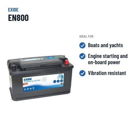 Marine battery Exide EN800 12V 90Ah 720A – recommended uses