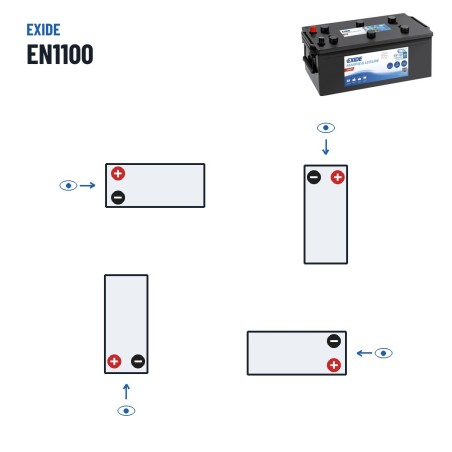 Bateria náutica Exide EN1100 12V 180Ah 1000A – polaridade (esquema 3)