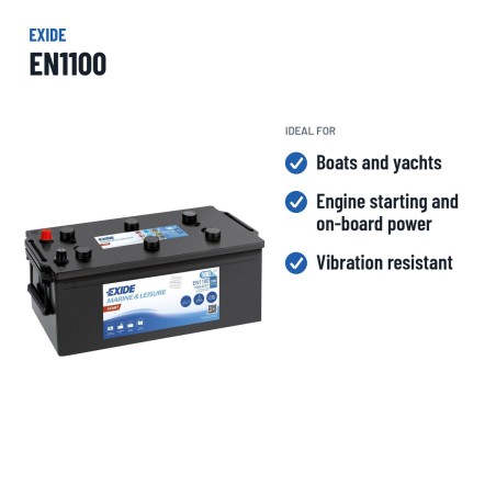 Bateria náutica Exide EN1100 12V 180Ah 1000A – utilizações recomendadas