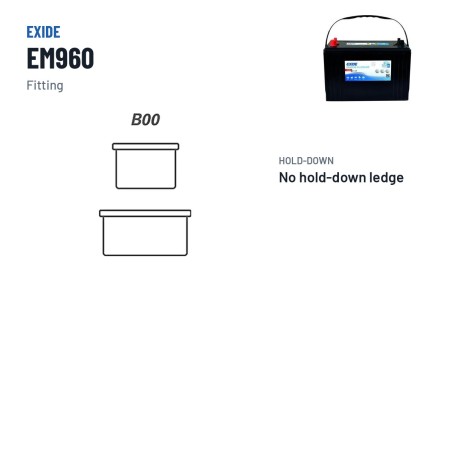 Bateria náutica Exide EM960 12V 100Ah 800A AGM – terminal e fixação