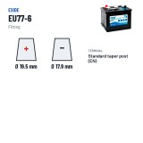 Batterie marine Exide EU77-6 6V 77Ah 360A – bornes et fixation