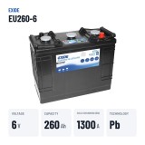 Marine battery Exide EU260-6 6V 260Ah 1300A – key specs