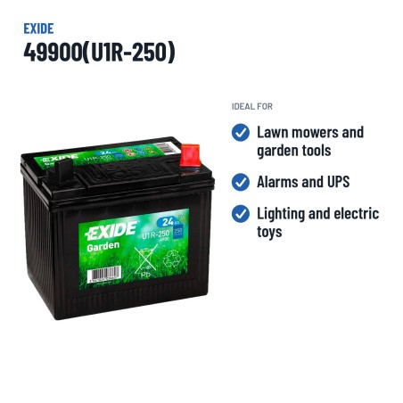 Rasenmäher-Batterie Exide 49900(U1R-250) 12V 24Ah 250A – empfohlene Einsatzbereiche