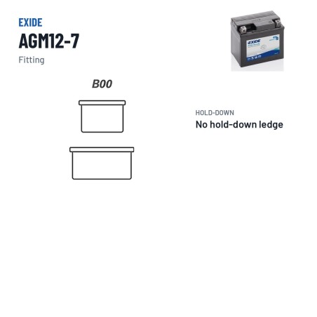 Batería de moto Exide AGM12-7 12V 6Ah 100A AGM | baterias.com