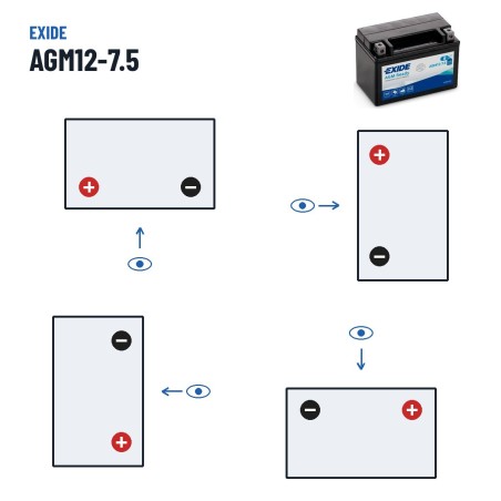 Batería de moto Exide AGM12-7.5 12V 8Ah 120A AGM | baterias.com
