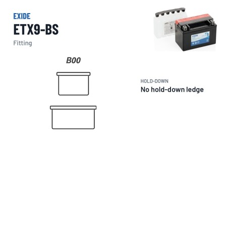 Batería de moto Exide ETX9-BS 12V 8Ah 120A AGM – borne y sujeción