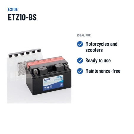 Batterie moto Exide ETZ10-BS 12V 9Ah 145A AGM – utilisations recommandées