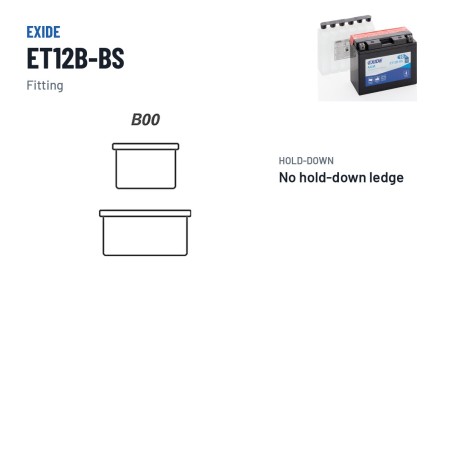 Batería de moto Exide ET12B-BS 12V 10Ah 160A AGM | baterias.com