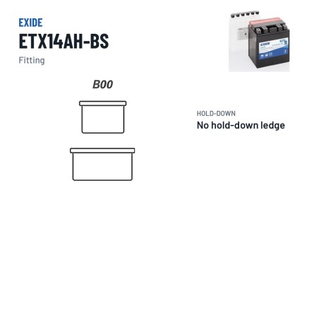Bateria de mota Exide ETX14AH-BS 12V 12Ah 210A AGM – terminal e fixação