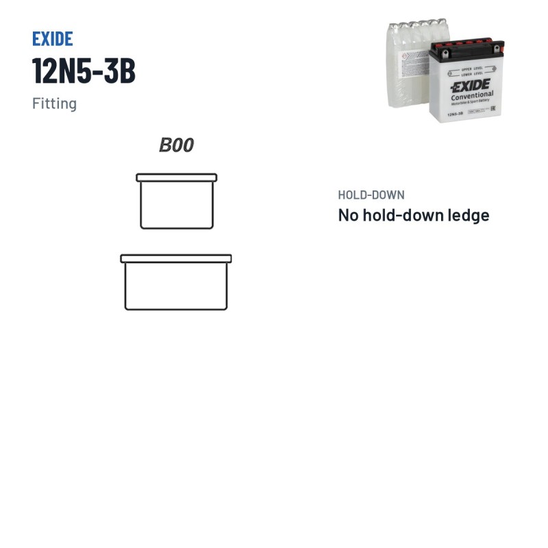 Batterie moto Exide 12N5-3B 12V 5Ah 40A | baterias.com
