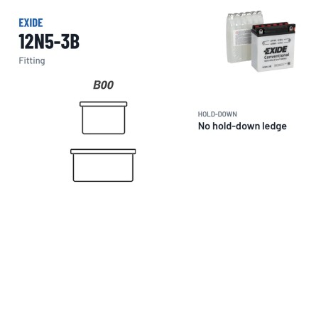 Batterie moto Exide 12N5-3B 12V 5Ah 40A | baterias.com