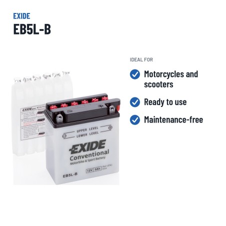 Batteria moto Exide EB5L-B 12V 5Ah 65A – usi consigliati