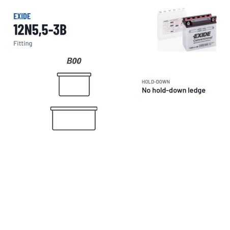 Motorradbatterie Exide 12N5.5-3B 12V 6Ah 45A | baterias.com