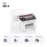 Motorradbatterie Exide EB7-A 12V 8Ah 85A – wichtigste Daten