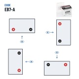 Motorradbatterie Exide EB7-A 12V 8Ah 85A – Polarität (Schaltung 1, + links)