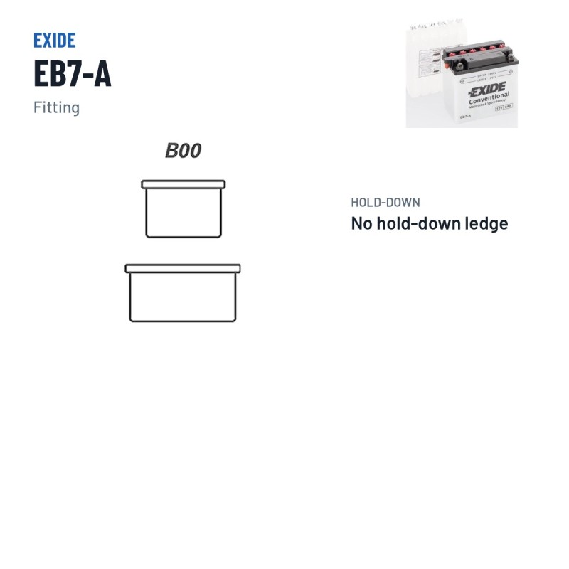 Bateria de mota Exide EB7-A 12V 8Ah 85A | baterias.com