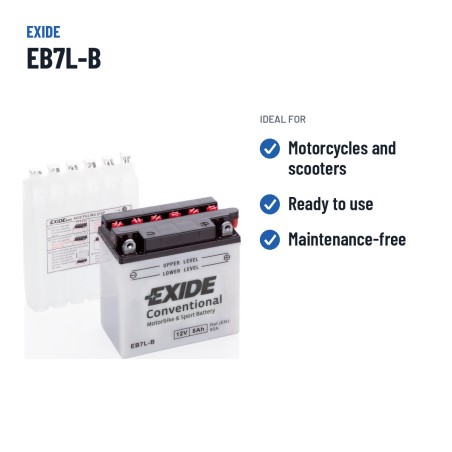 Motorcycle battery Exide EB7L-B 12V 8Ah 85A – recommended uses