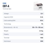 Motorradbatterie Exide EB7-A 12V 8Ah 85A – technische Daten
