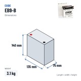 Motorcycle battery Exide EB9-B 12V 9Ah 100A | baterias.com