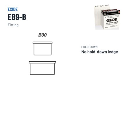 Batterie moto Exide EB9-B 12V 9Ah 100A – bornes et fixation