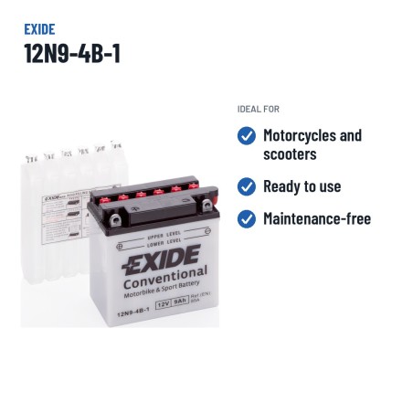 Batteria moto Exide 12N9-4B-1 12V 9Ah 85A – usi consigliati