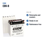 Batterie moto Exide EB9-B 12V 9Ah 100A – utilisations recommandées