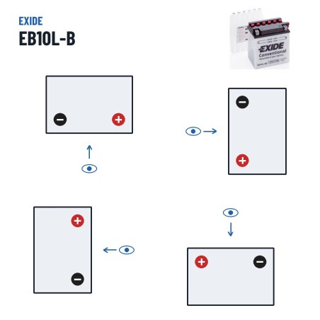 Batteria moto Exide EB10L-B2 12V 11Ah 130A | baterias.com