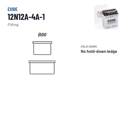 Bateria de mota Exide 12N12A-4A-1 12V 12Ah 115A | baterias.com
