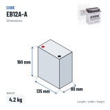Bateria de mota Exide EB12A-A 12V 12Ah 165A | baterias.com