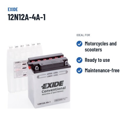 Batteria moto Exide 12N12A-4A-1 12V 12Ah 115A – usi consigliati