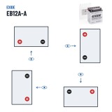 Motorradbatterie Exide EB12A-A 12V 12Ah 165A – Polarität (Schaltung 1, + links)
