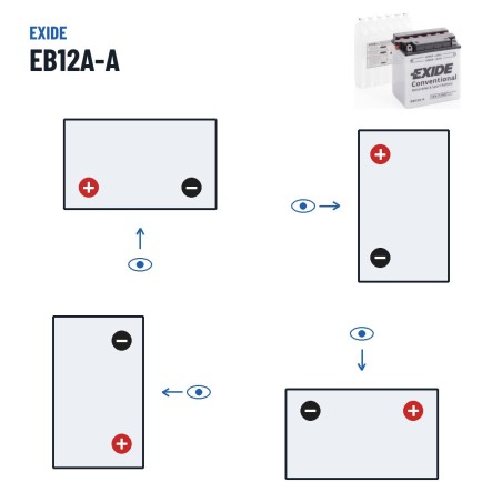 Bateria de mota Exide EB12A-A 12V 12Ah 165A | baterias.com