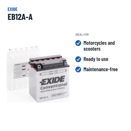 Motorradbatterie Exide EB12A-A 12V 12Ah 165A – empfohlene Einsatzbereiche