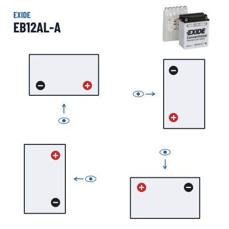 Motorradbatterie Exide EB12AL-A 12V 12Ah 165A | baterias.com