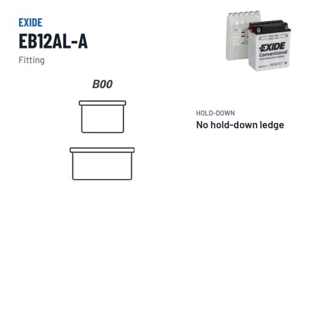Motorradbatterie Exide EB12AL-A 12V 12Ah 165A | baterias.com