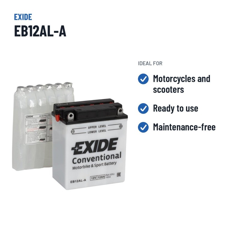 Batteria moto Exide EB12AL-A 12V 12Ah 165A – usi consigliati