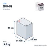 Batería de moto Exide EB14-B2 12V 14Ah 145A | baterias.com