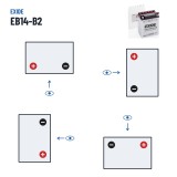 Batería de moto Exide EB14-B2 12V 14Ah 145A | baterias.com
