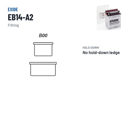 Motorradbatterie Exide EB14-A2 12V 14Ah 145A | baterias.com