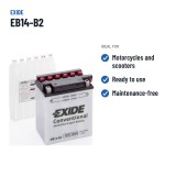 Batería de moto Exide EB14-B2 12V 14Ah 145A | baterias.com