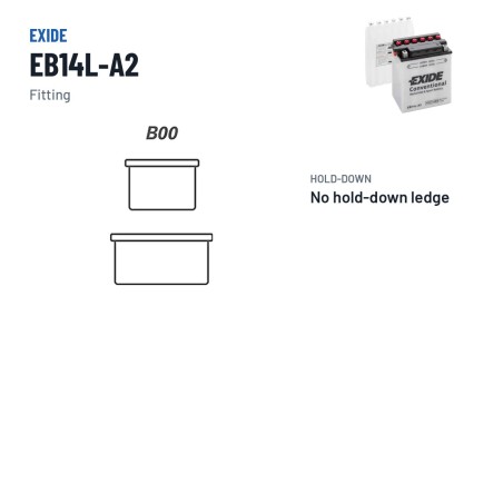 Motorradbatterie Exide EB14L-A2 12V 14Ah 145A – Pole und Befestigung