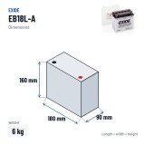 Motorcycle battery Exide EB18L-A 12V 18Ah 190A | baterias.com