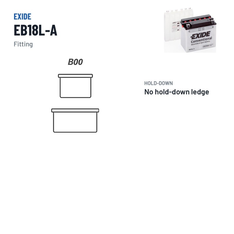 Batería de moto Exide EB18L-A 12V 18Ah 190A – borne y sujeción
