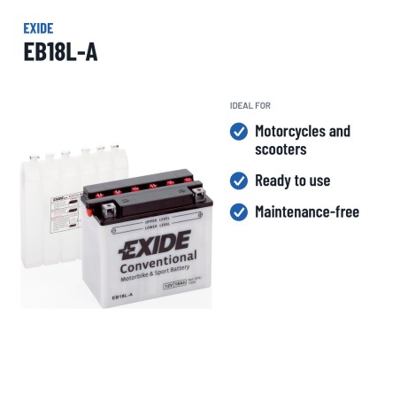 Batería de moto Exide EB18L-A 12V 18Ah 190A – usos recomendados