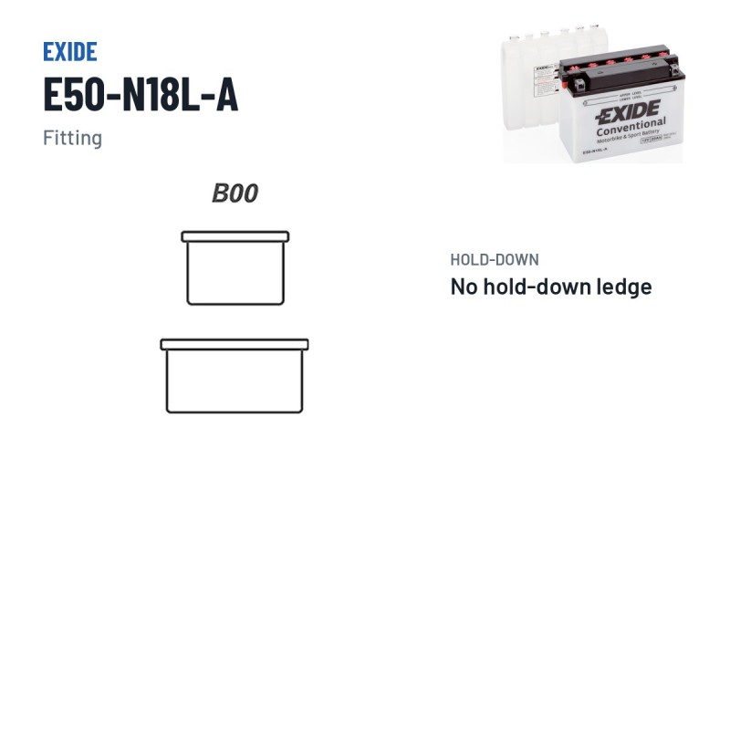 Batterie moto Exide E50-N18L-A 12V 20Ah 260A – bornes et fixation
